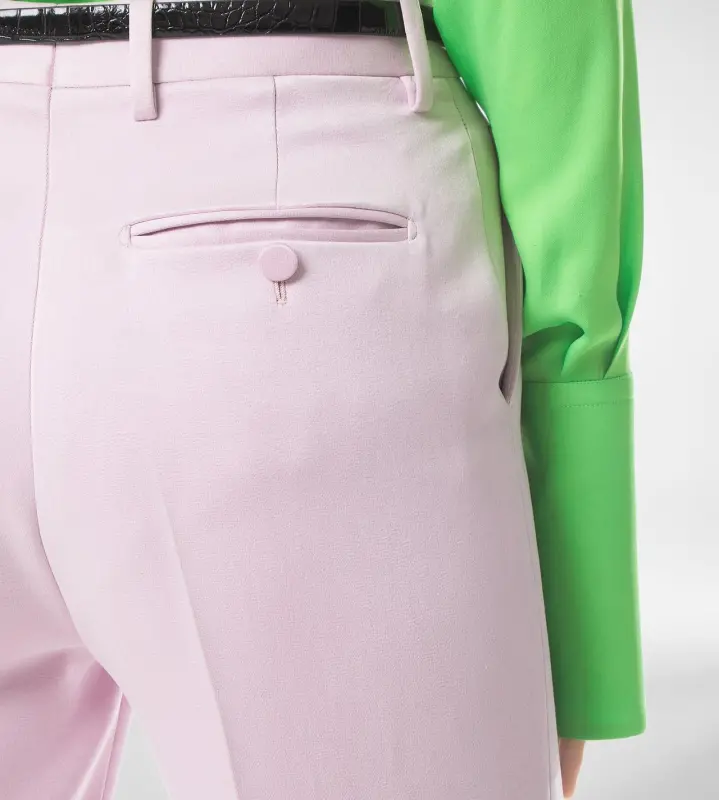 WASHED COTTON SILK BLEND DUCHESSE TAILORED STRAIGHT PANTS ORCHID PINK online